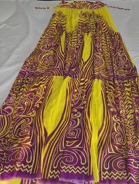 Yellow and Purple Printed Maxi Skirt - Women